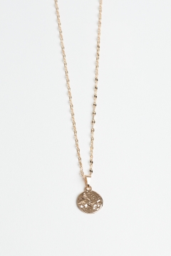 Necklace Gold Circle Hammered Disc